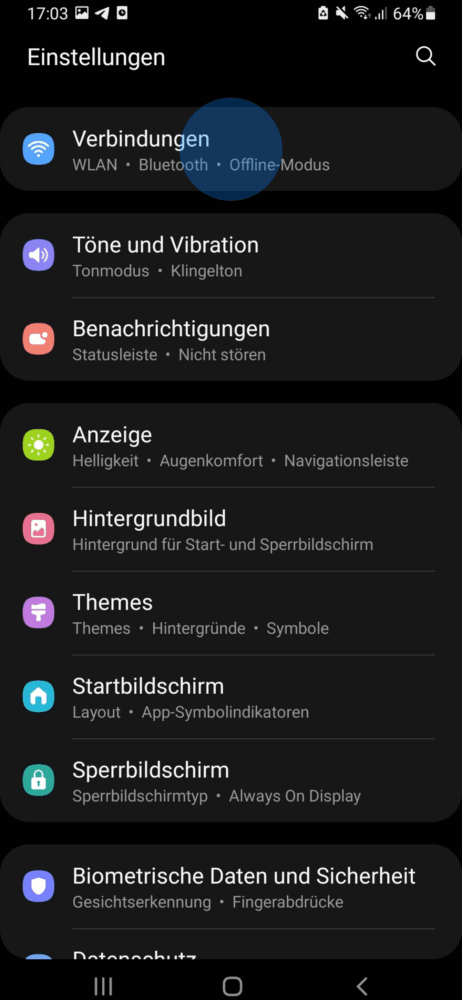 Flugmodus einschalten über die Einstellungen