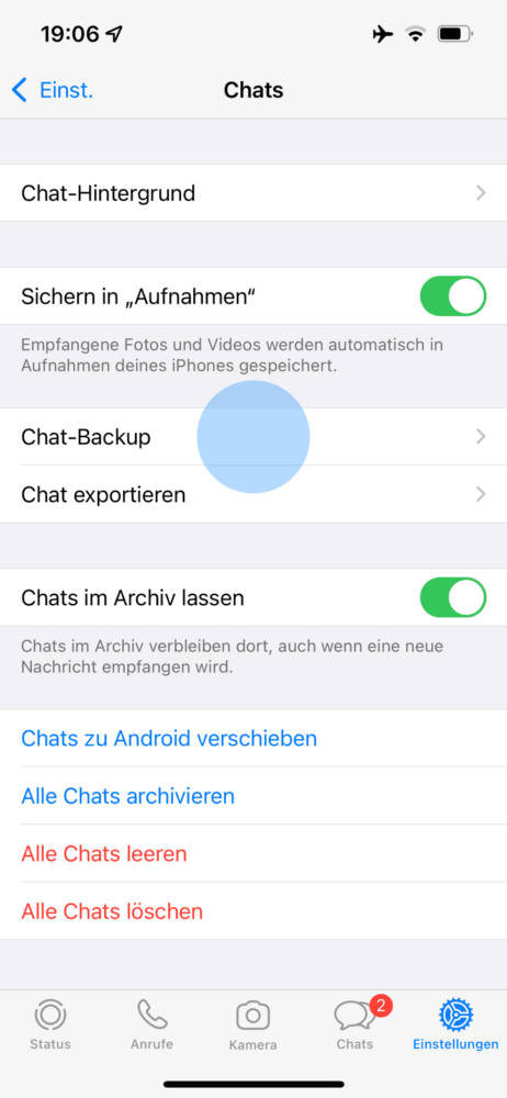 Chat-Backup erstellen