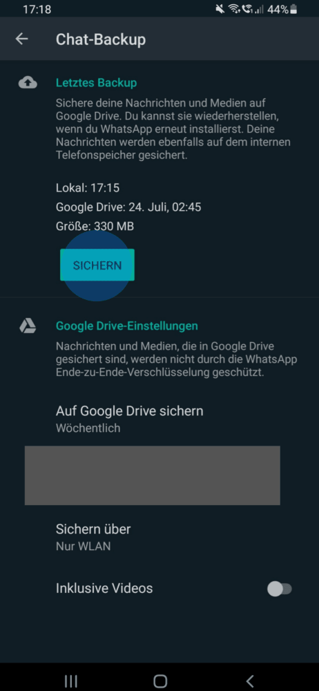 Chat Backup auf Android erstellen