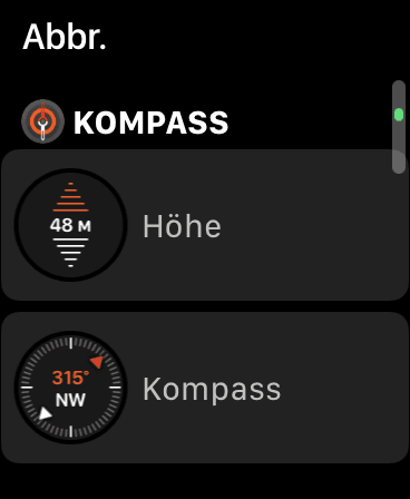 An der Apple Watch Höhe hinzufügen