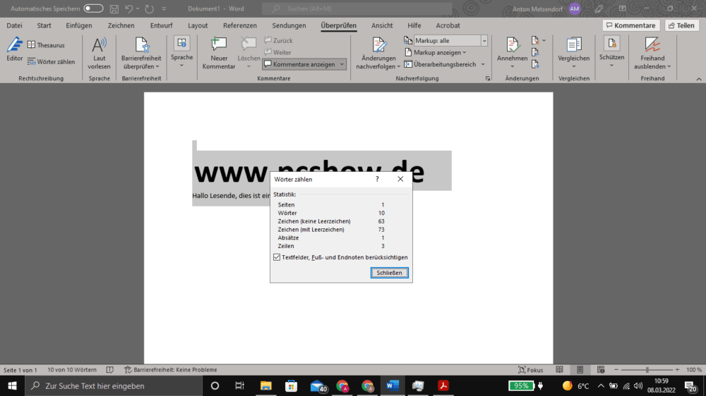 PDF Wörter zählen - So geht‘s