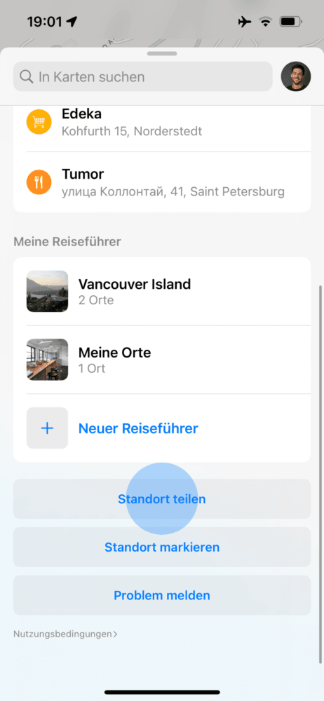 Mit deinen Kontakten Standort teilen
