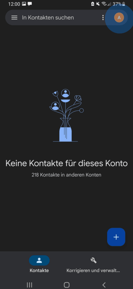 Über Kontakte neues Google Konto anmelden