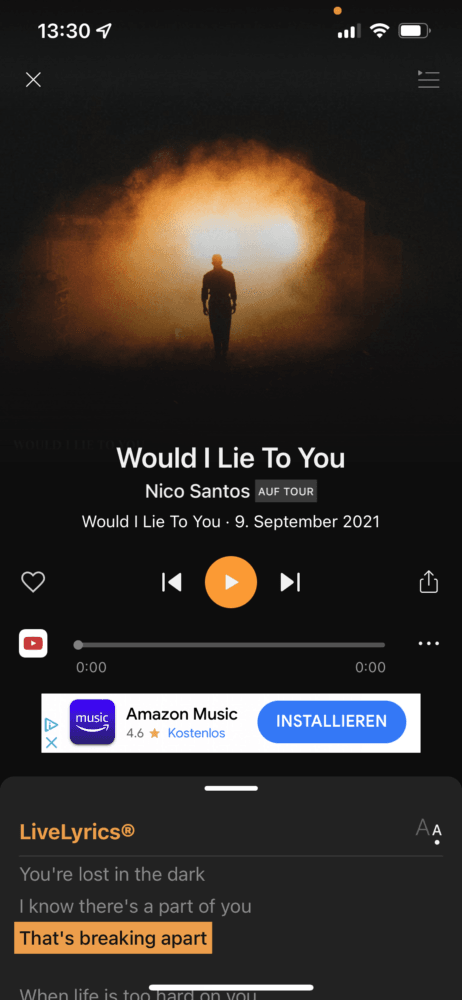Erkannter Song wird angezeigt