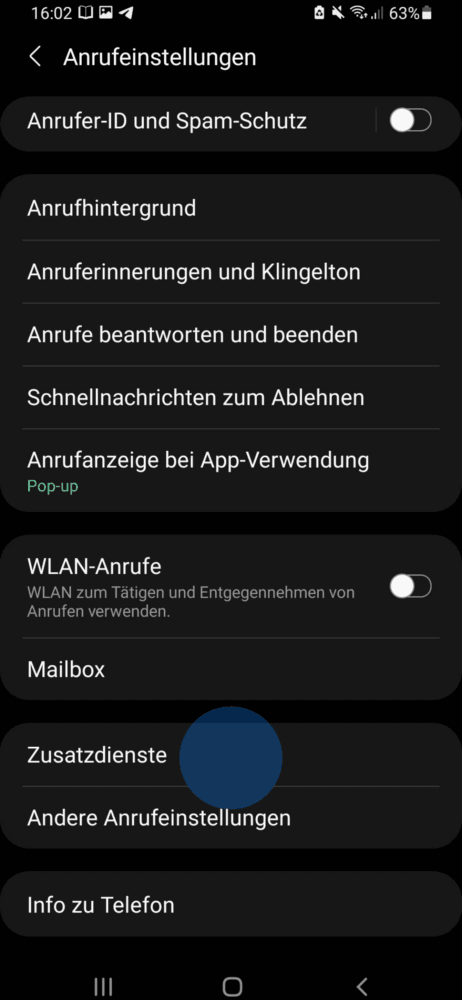 In den Einstellungen die Rufumleitung deaktivieren