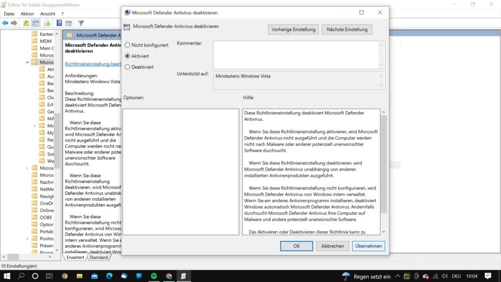 So kannst du den Windows 10 Defender deaktivieren