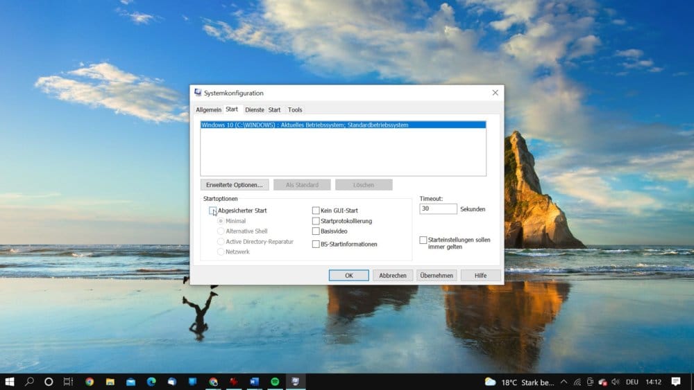 Abgesicherten Modus deaktivieren per msconfig