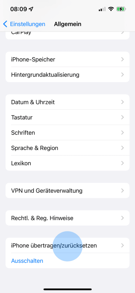 Apple Smartphone zurücksetzen