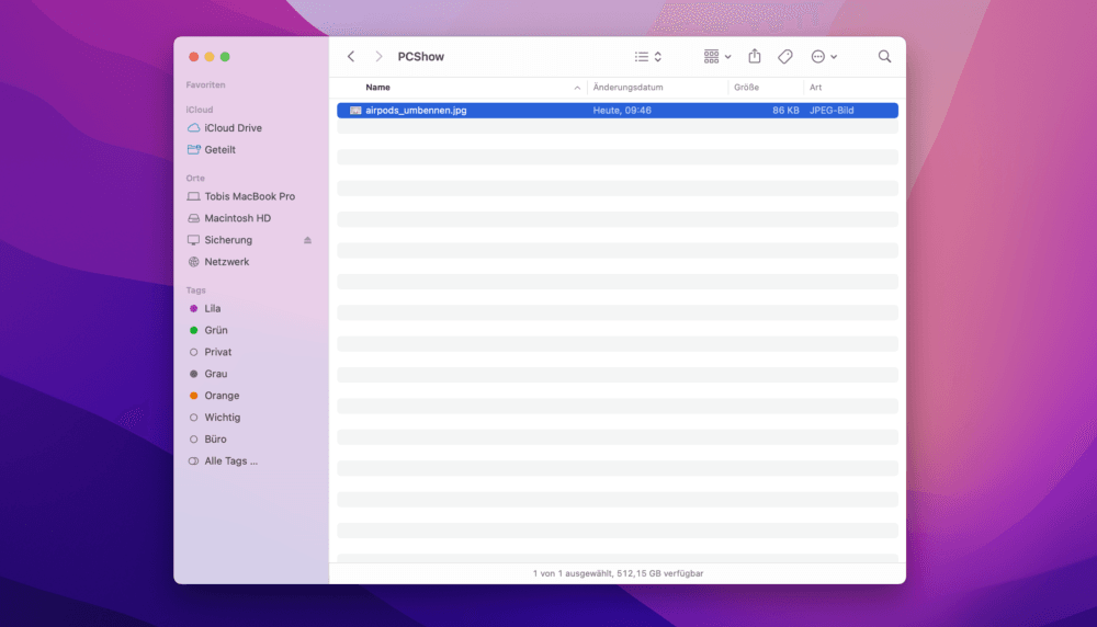 Datei Ausschneiden am Mac
