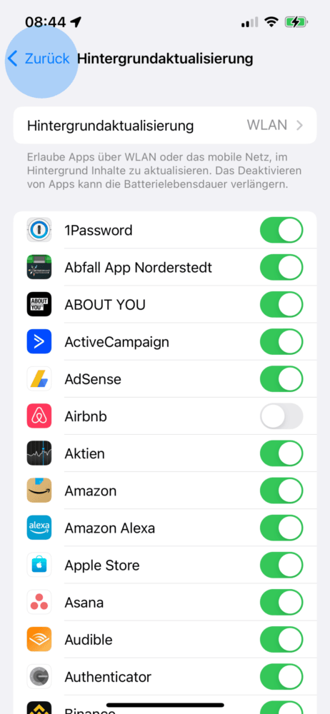 Hintergrundaktualisierung iPhone nur für ausgewählte Apps