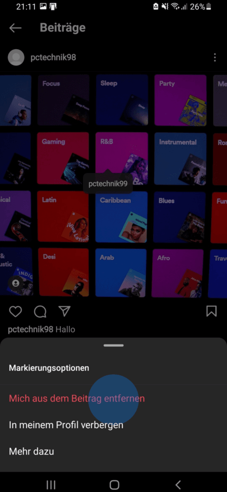 Foto Erwähnung löschen