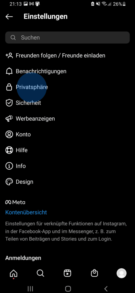 Instagram Einstellungen ändern