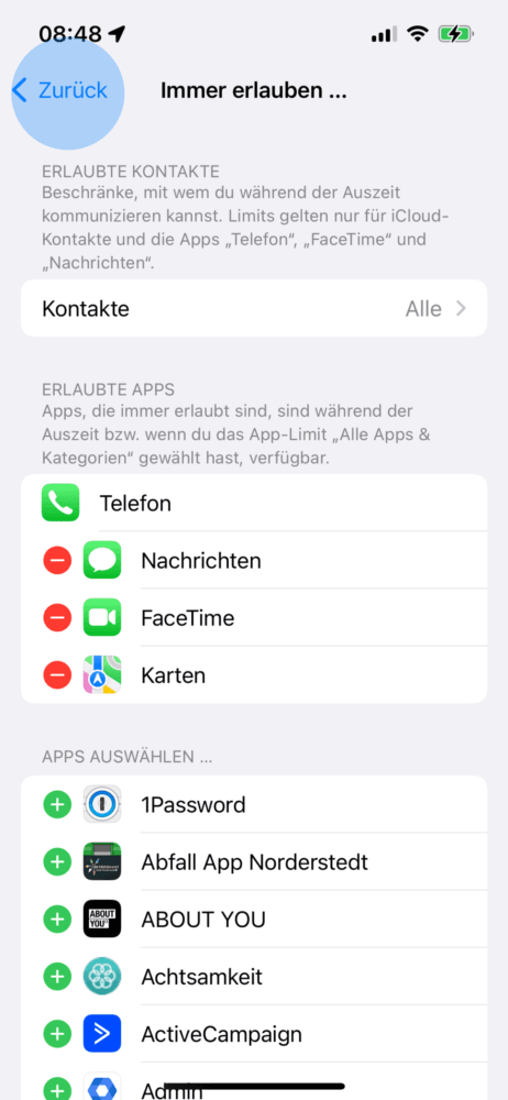 Apps die immer genutzt werden dürfen
