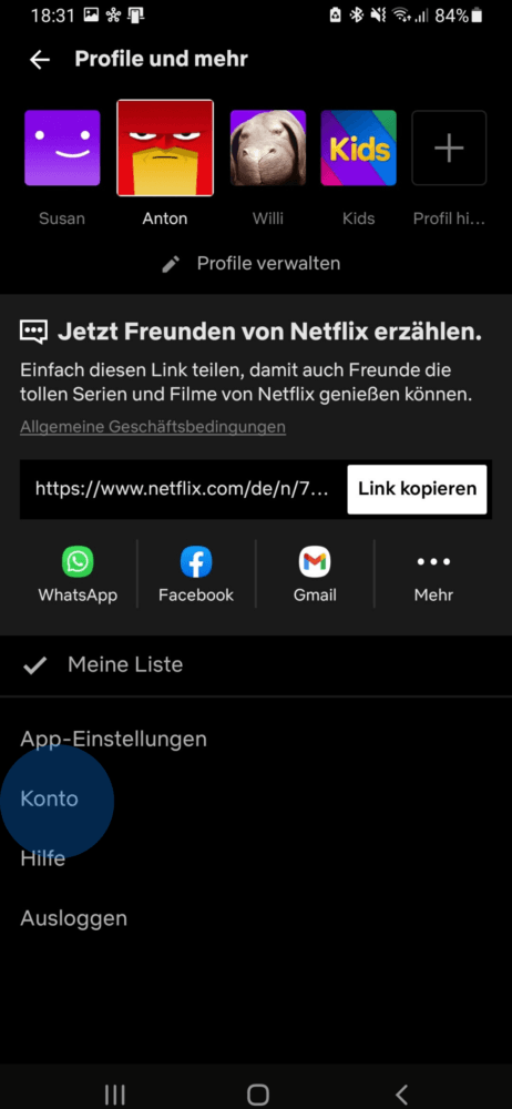 Netflix Geräte verwalten in der App
