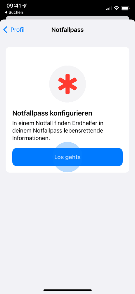 Notfallpass am iPhone erstellen