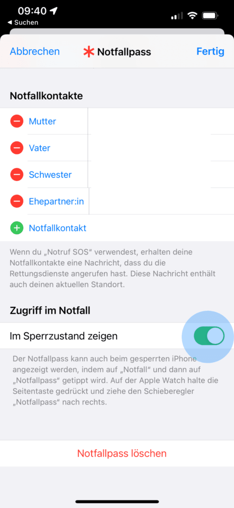 Im Sperrzustand anzeigen aktivieren