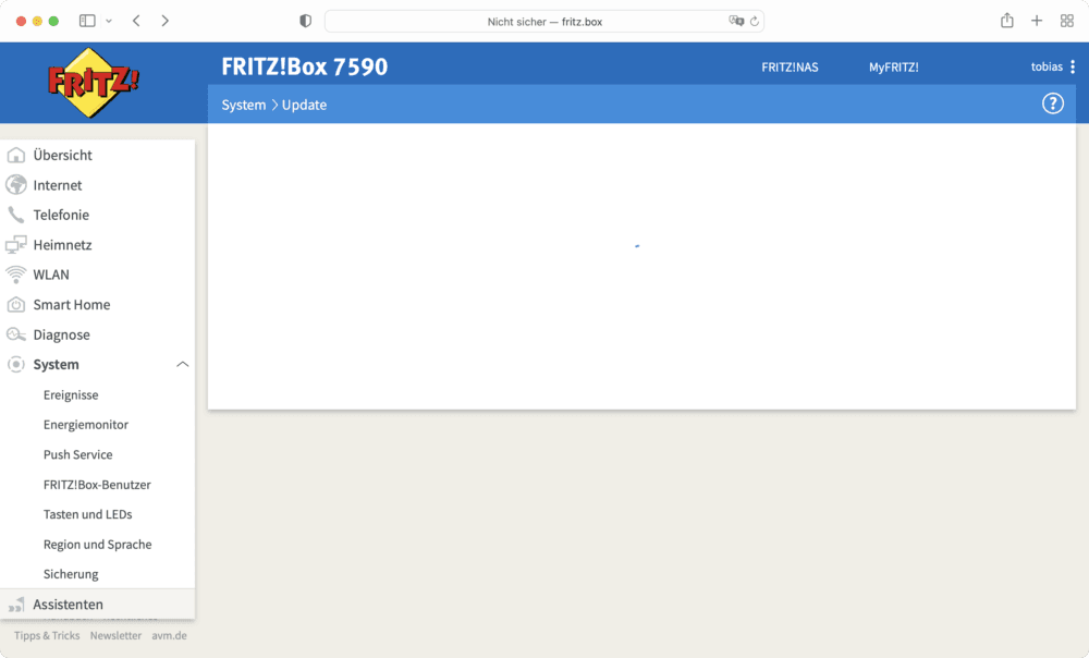 Wenn Fritzbox leuchtet Rot zur info - Gerät aktualisieren