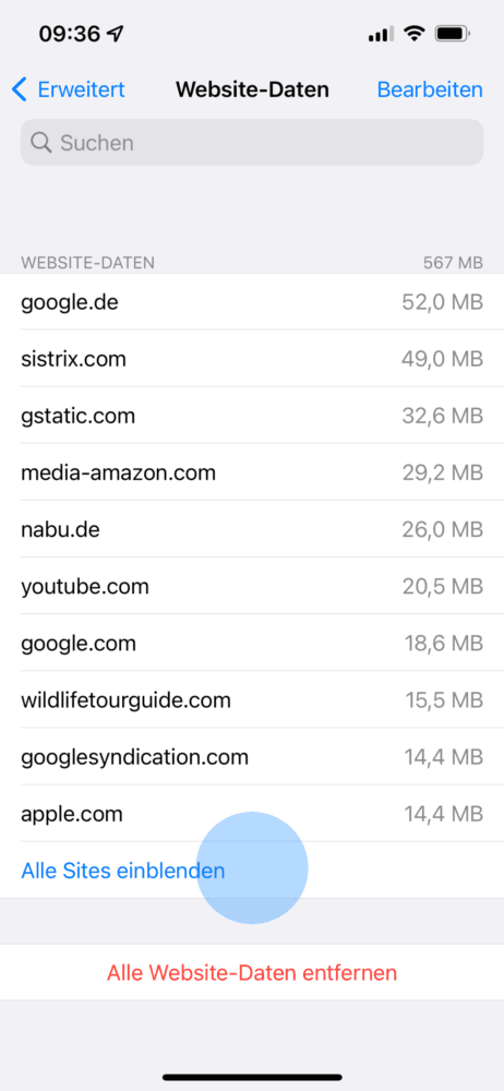 Einzelne Cookies löschen