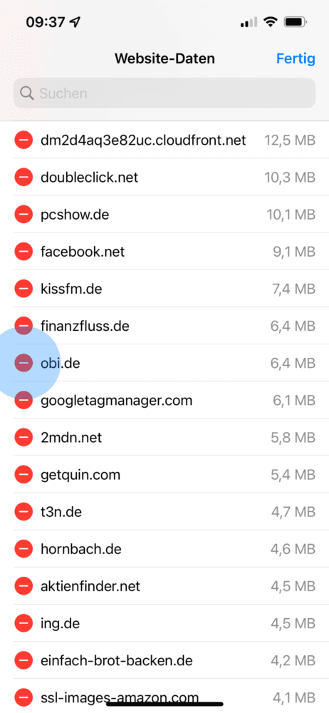 iPhone bestimmte Cookies entfernen