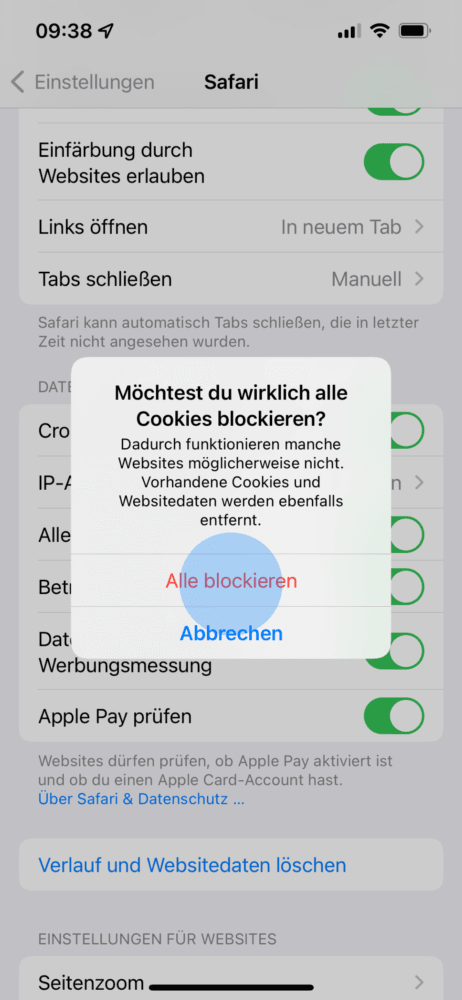 Website-Daten Speicherung verhindern