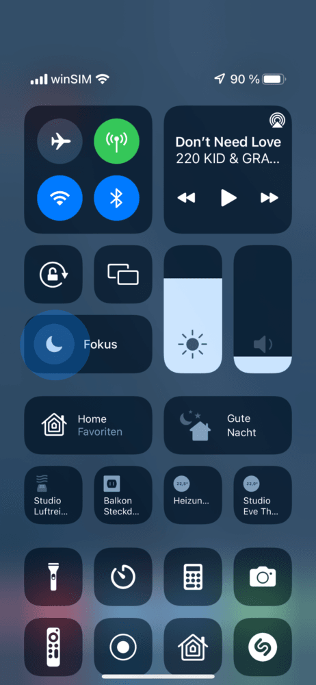 Am iPhone das Kontrollzentrum nutzen