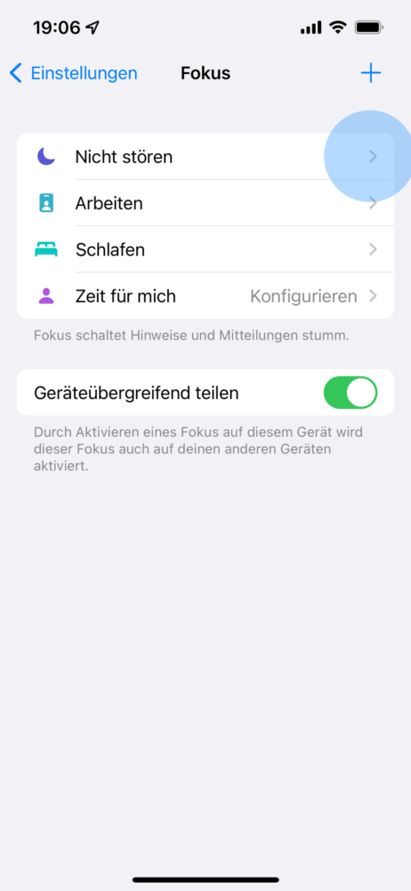 iPhone klingelt nicht und Fokus Einstellungen überprüfen