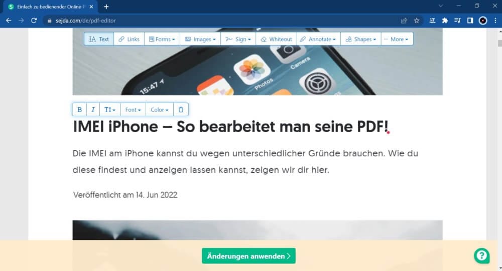 Im Browser PDF bearbeiten
