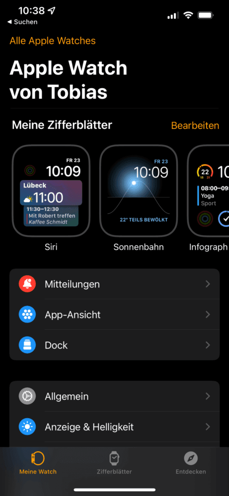 Uhr Einstellungen anpassen