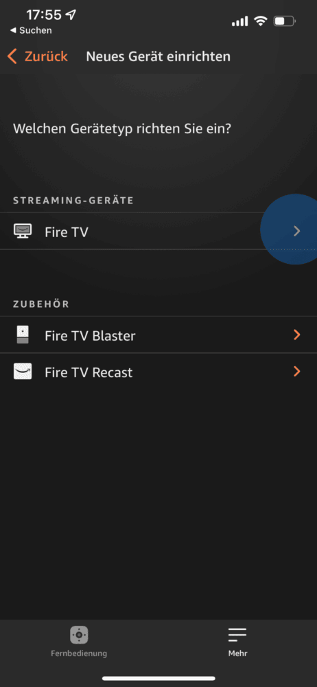 Fire TV koppeln per App