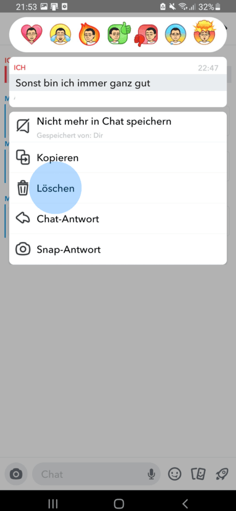 Snapchat Nachricht entfernen