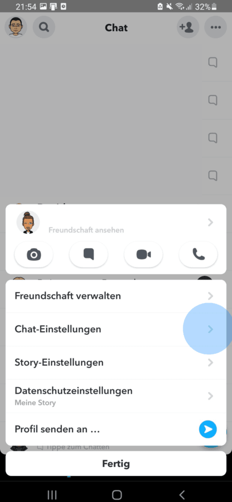 Chat-Einstellungen öffnen