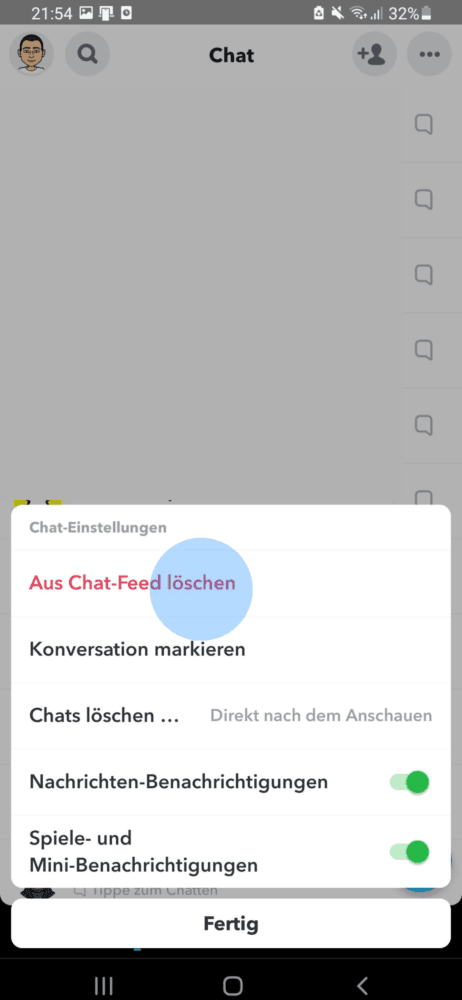 Aus Chat-Feed entfernen