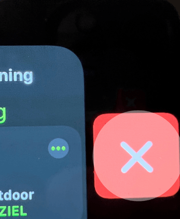 Wische nach links, um mit dem "X" die App zu schließen