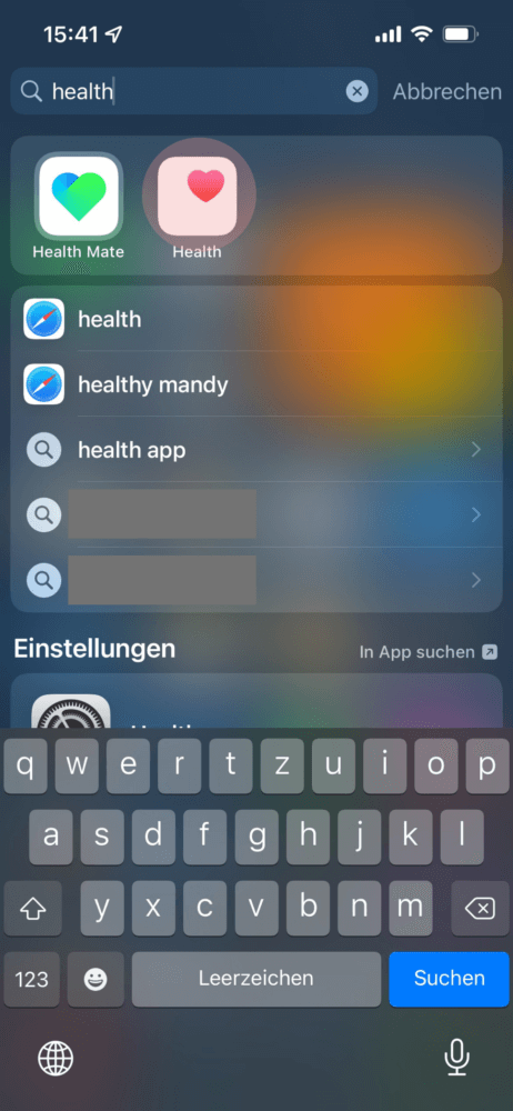 Gehe zur Health App auf dem iPhone