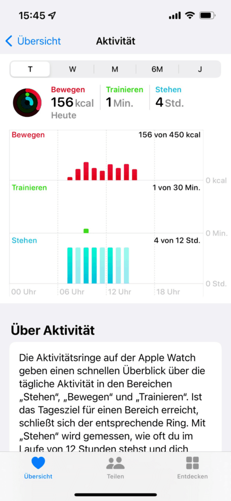 Für mehr Informationen tippst du auf die Werte
