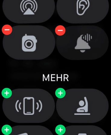 Scrolle auf der Apple Watch Kontrollzentrum nach unten