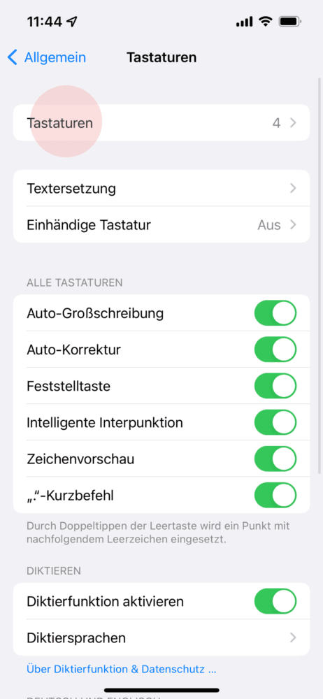 Apple Watch Tastatur Einstellungen öffnen