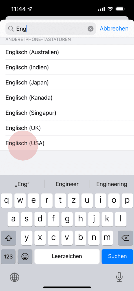 Englisch als Apple Watch Tastatur wählen