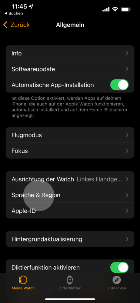 Sprache und Region auswählen