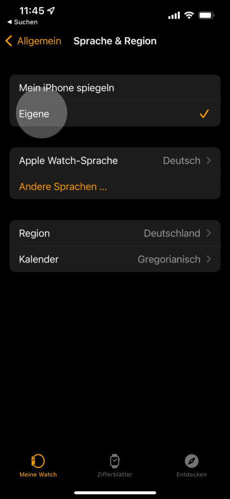 Eigene Sprache für die Apple Watch Tastatur auswählen
