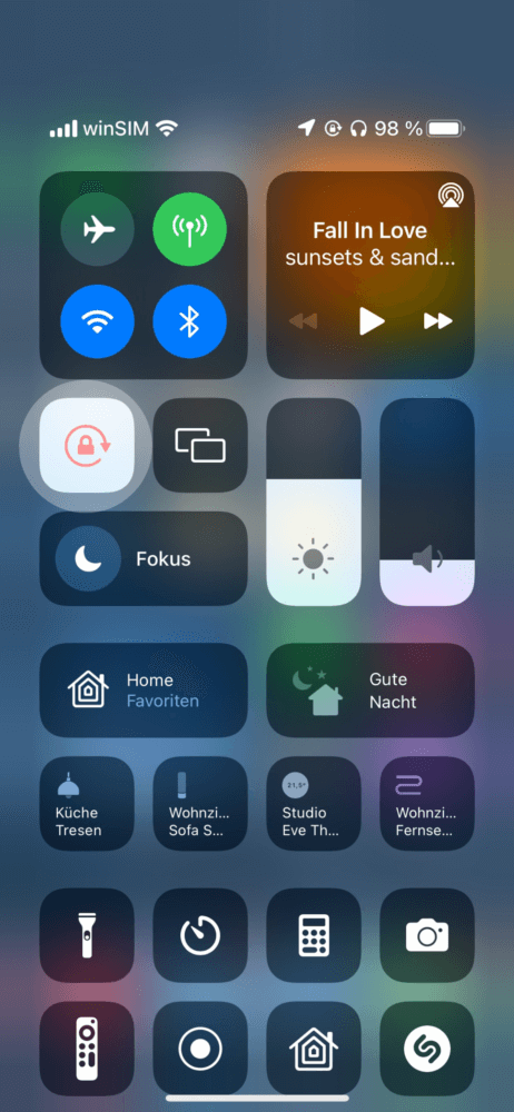 iPhone Ausrichtungssperre ist aktiv
