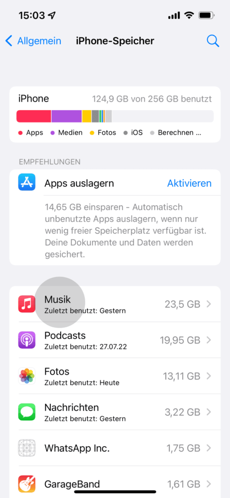 iPhone Cache leeren über Apps