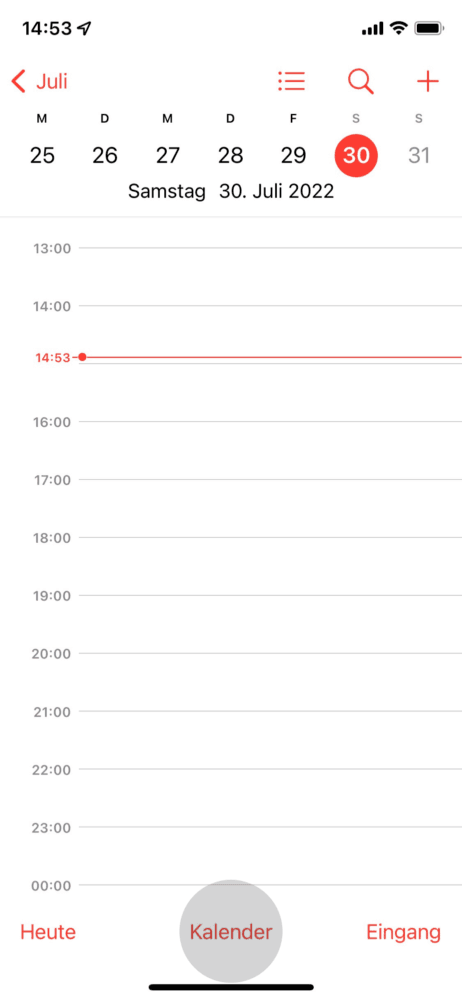 Öffne die Kalender App und klicke unten auf "Kalender"