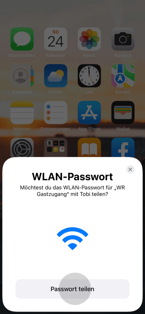 Entsperre das iPhone deines Gastes, damit du das WLAN Zugang freigeben kannst