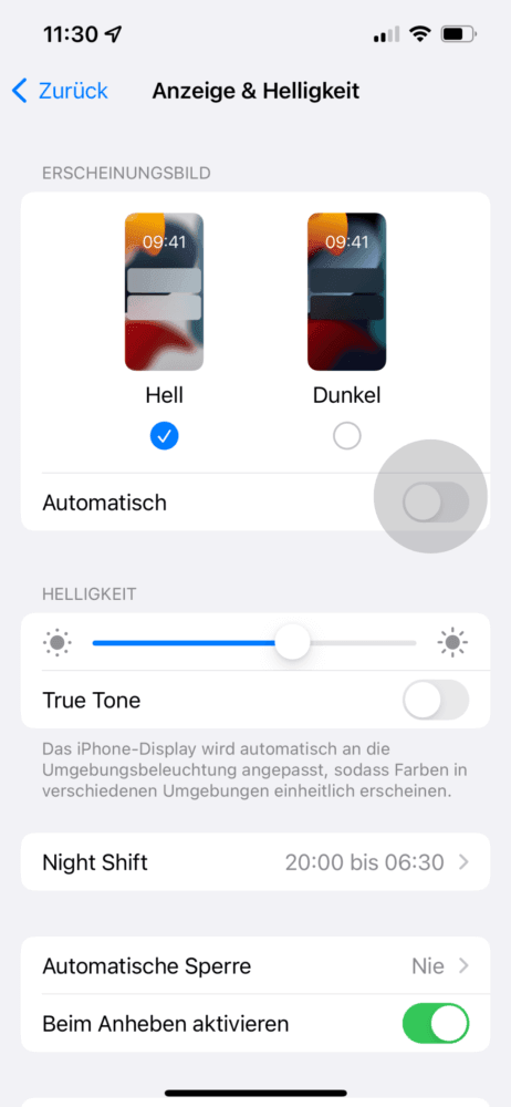 Automatischen Wechsel aktivieren