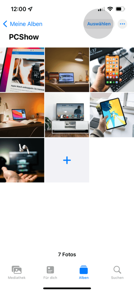 iPhone Fotos sortieren über "Auswählen"