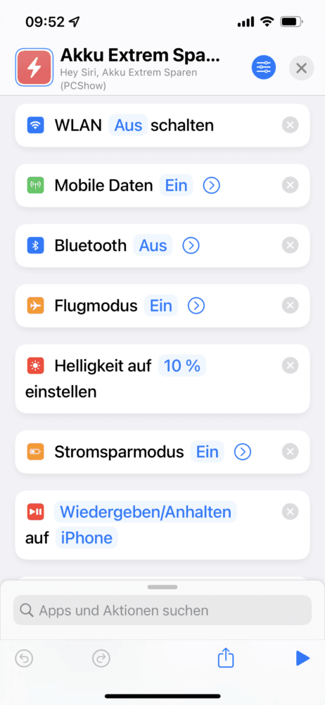iPhone Kurzbefehle zum Akku sparen