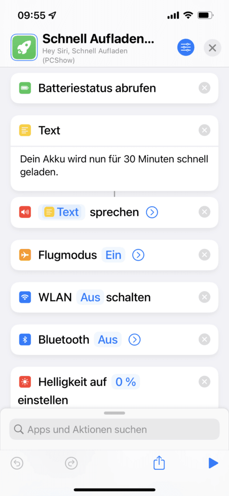 iPhone Kurzbefehle zum schnellen Akku laden