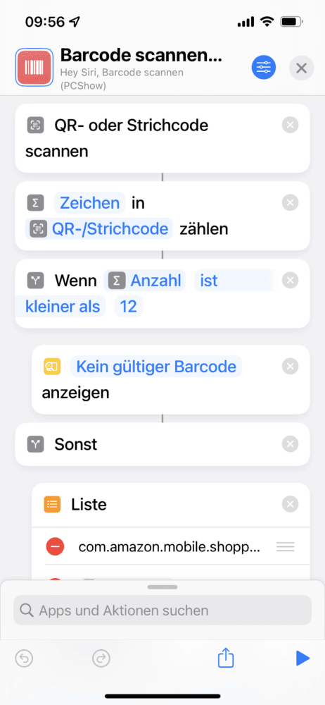iPhone Kurzbefehl zum Barcode scannen