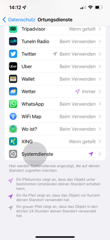 Systemdienste antippen